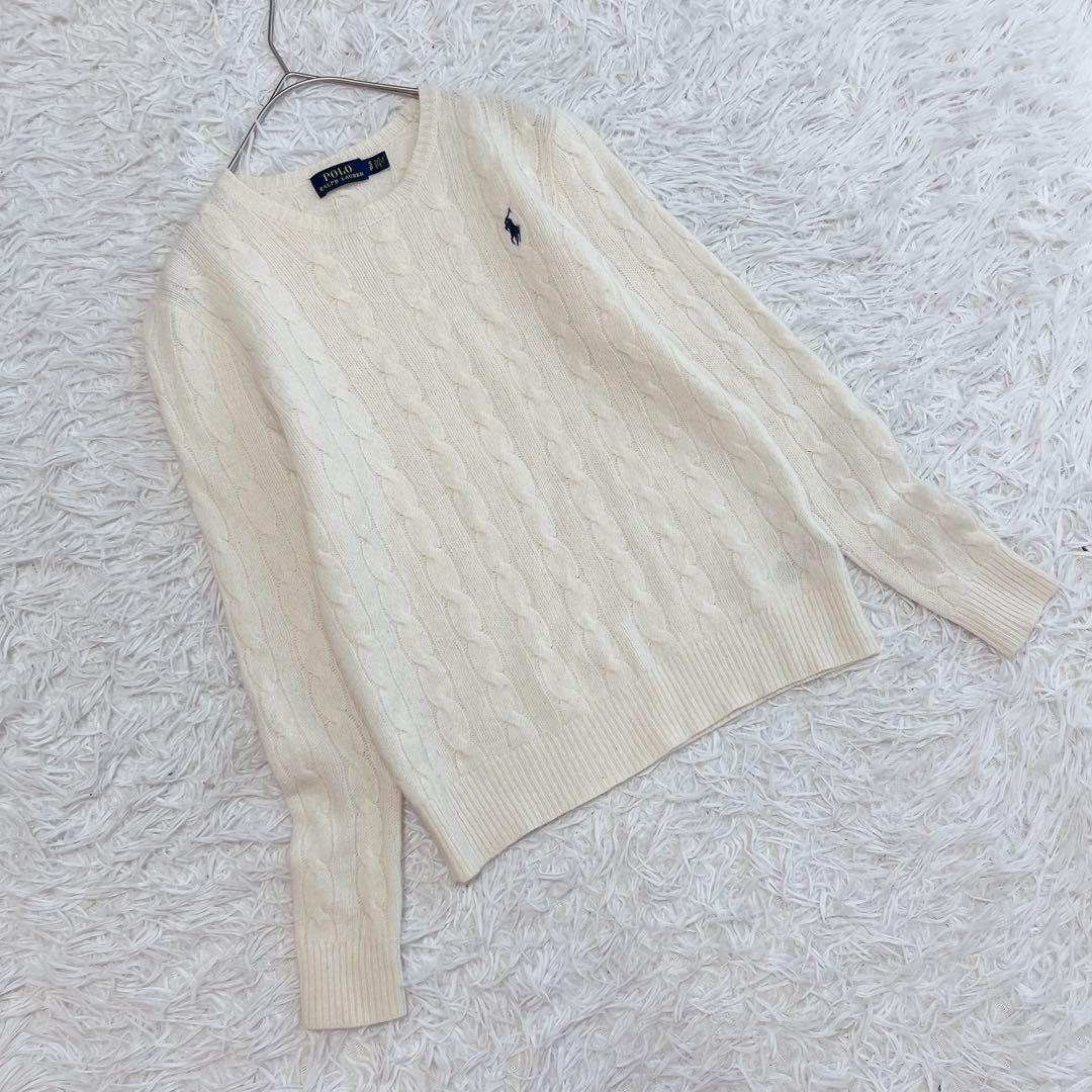 ポロラルフローレン ケーブルニット カシミヤ混 ポニー刺繍 ロゴ クルーネック