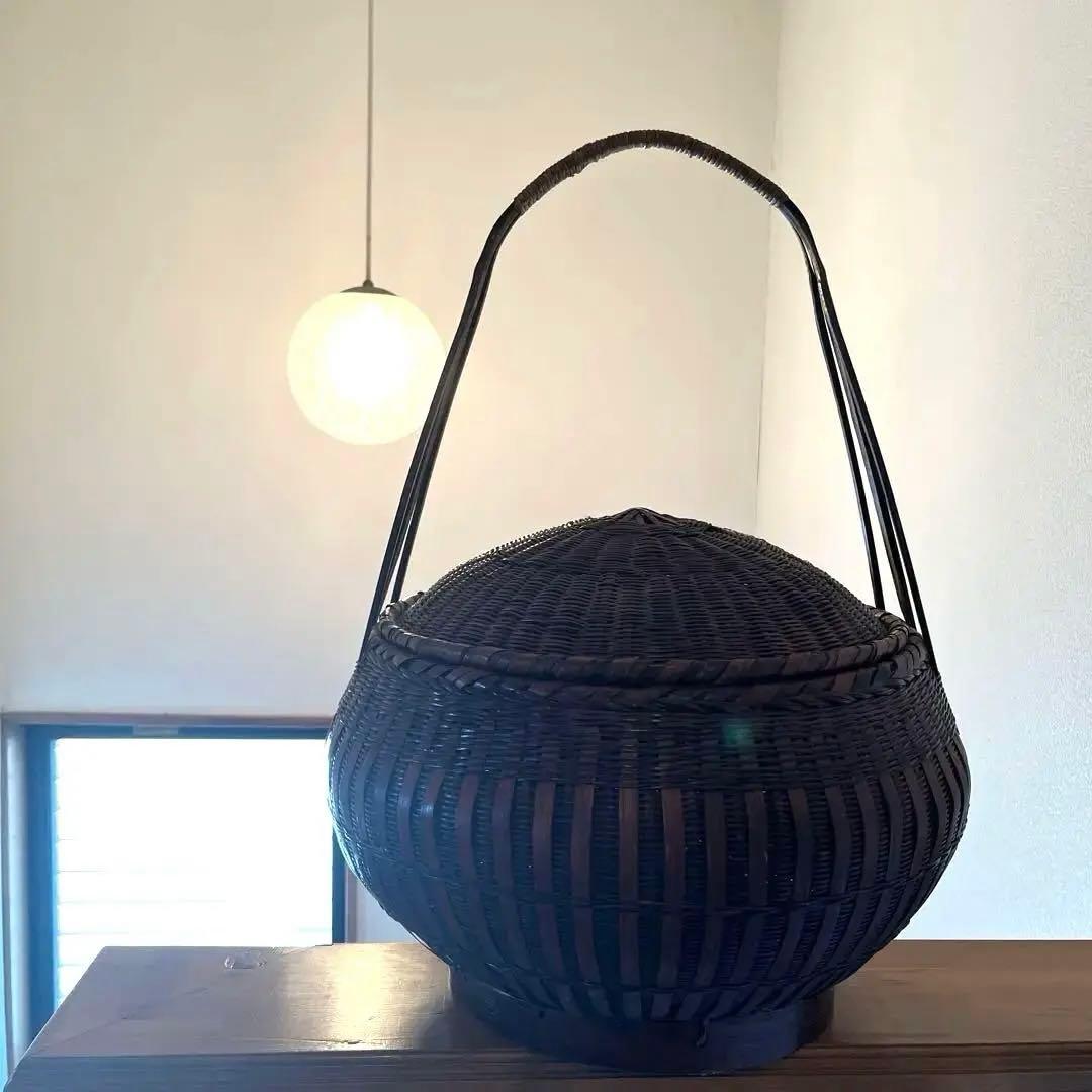 特大蓋付き 籠 かご 花入れ 花瓶 夏 インテリア 籠バック バスケット 夏