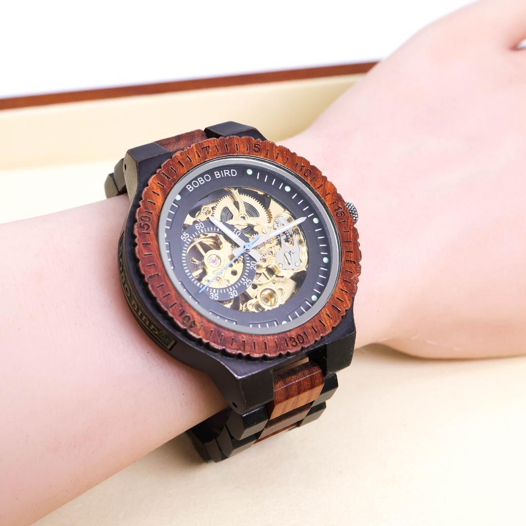 稼働 BOBO BIRD 腕時計 機械式 自動巻き 裏スケ 木製 1578
