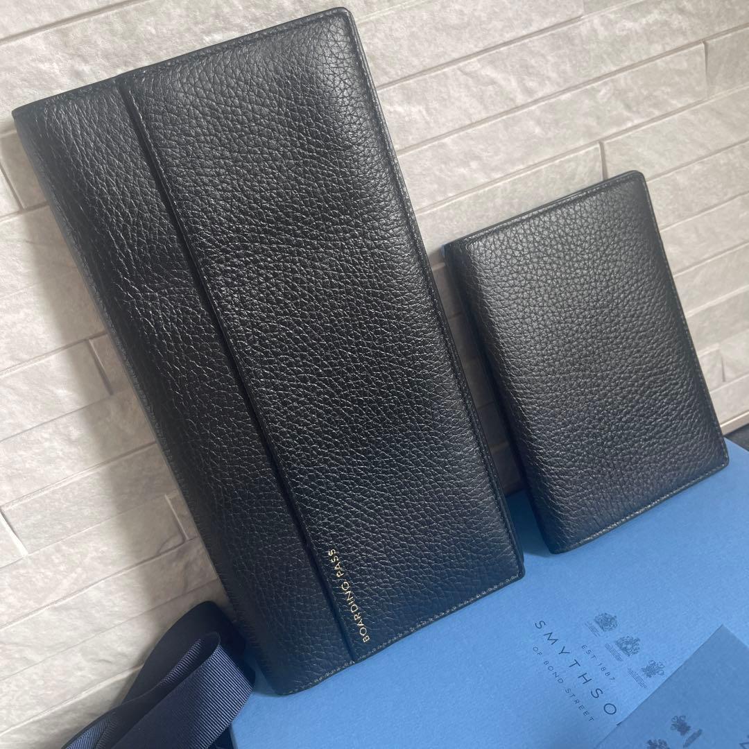 SMYTHSON スマイソン ボーディングパス+パスポートケースセット 黒 美品