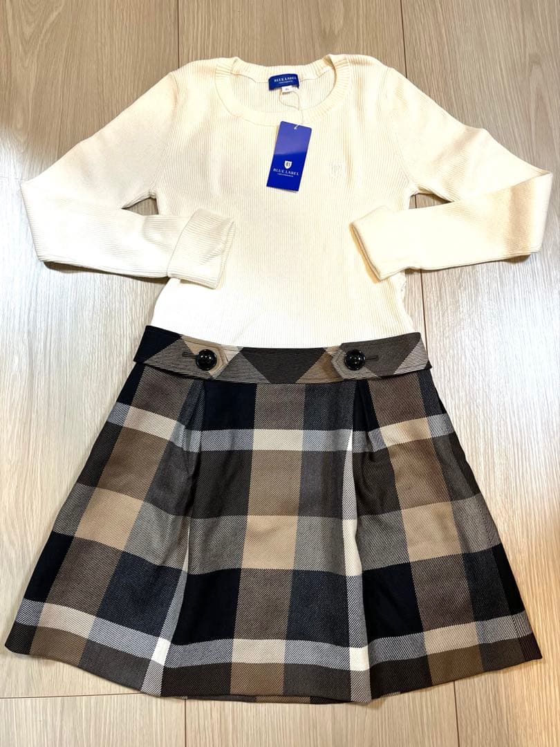 新品　タグ付き　ブルーレーベルクレストブリッジ　ニットワンピース　チェック　S