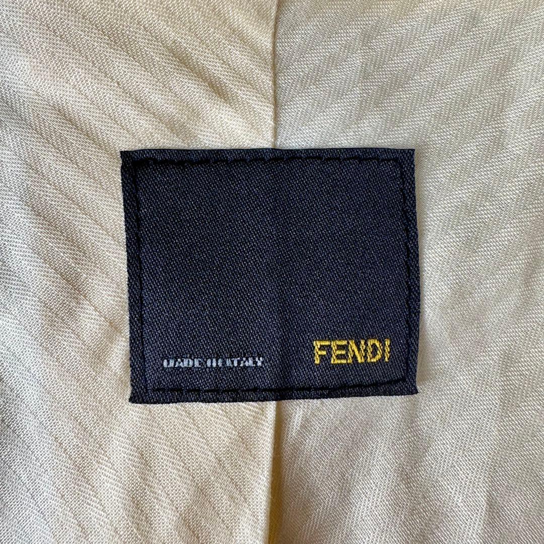 希少カラー FENDI フェンディ ズッカ柄 ステンカラー コート ホワイト L