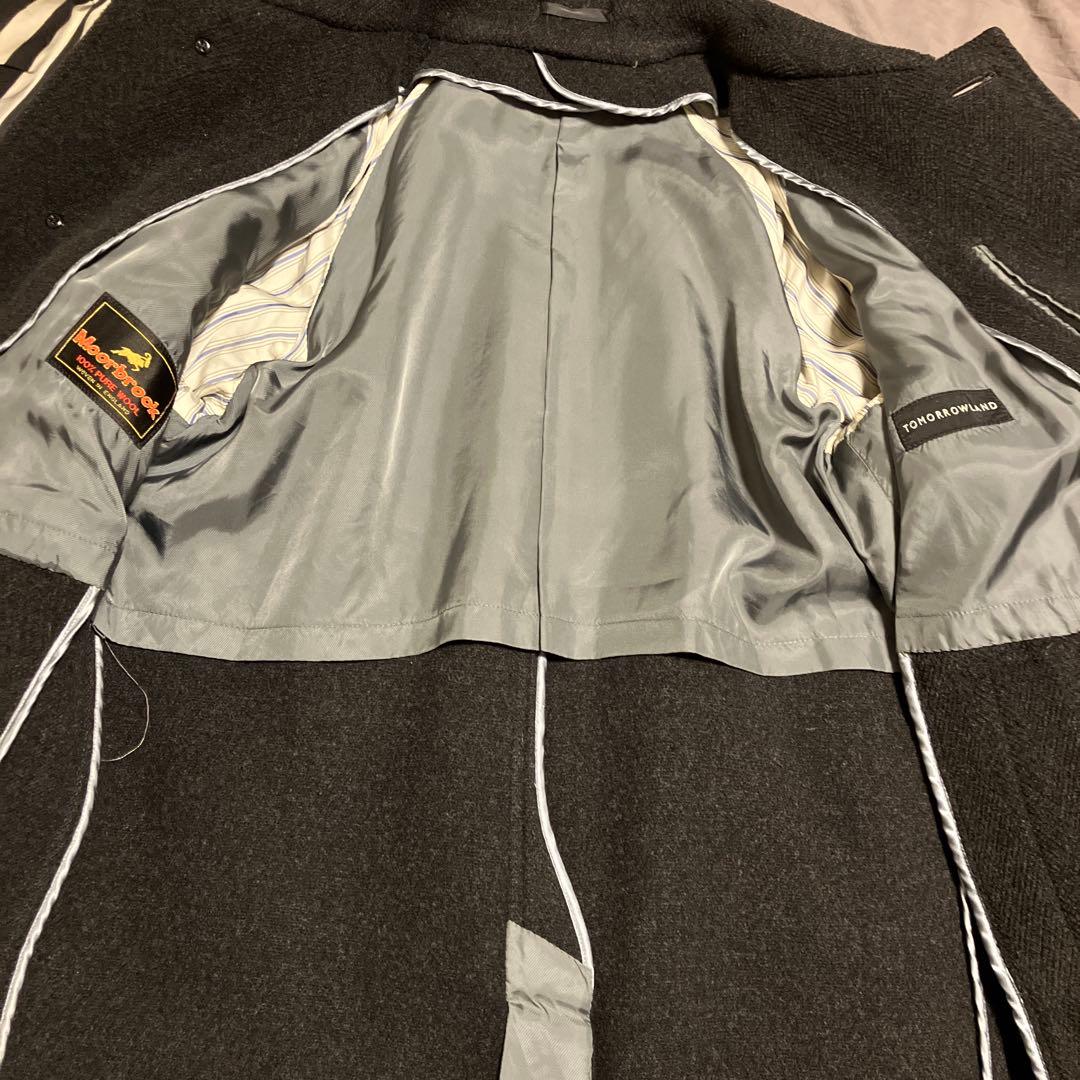 MOORBROOK製生地トゥモローランドバルマカーンコートチャコールグレー46