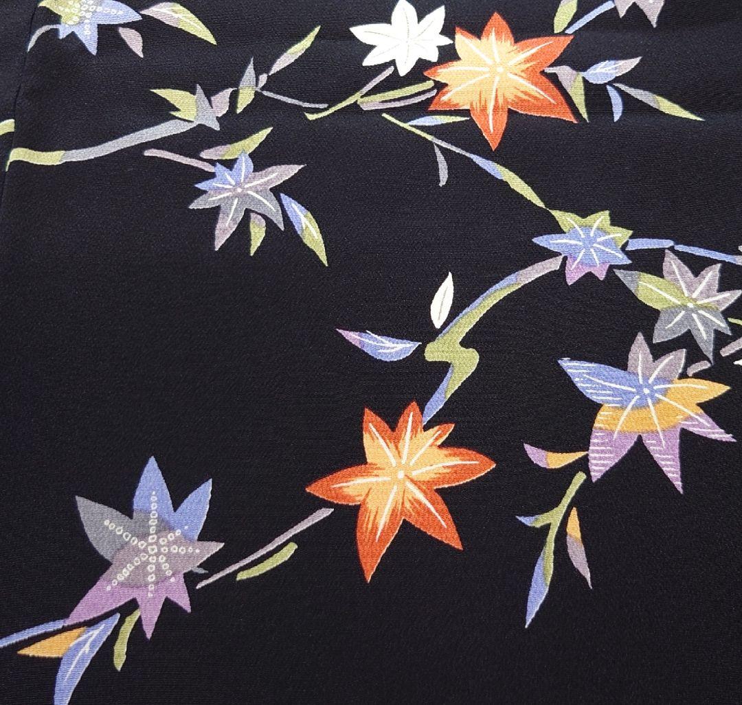 2260.子供着物 四つ身 バチ衿 紅葉 袷 色半衿付き 正絹 キッズ 七五三