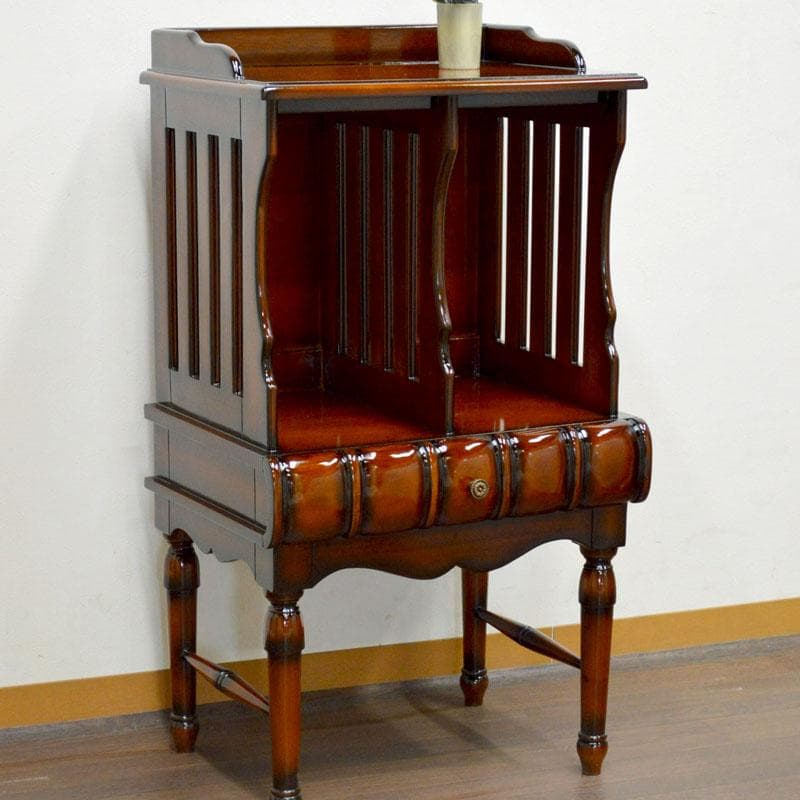 マホガニー ベッドサイドテーブル ミニ本棚 完成品 ナイトテーブル アンティーク