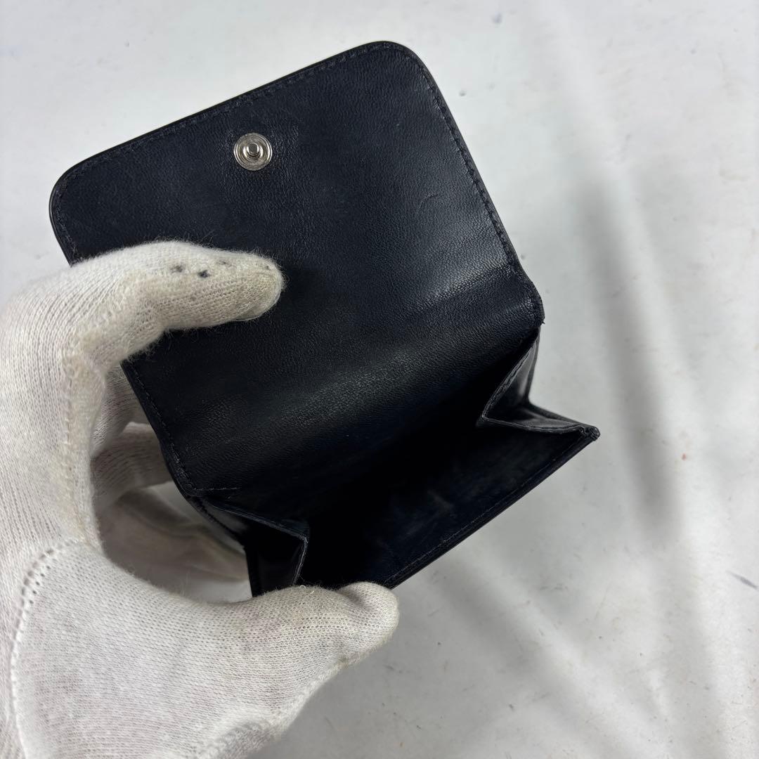 バレンシアガ 三つ折り財布 コンパクトウォレット レザー ロゴ ブラック