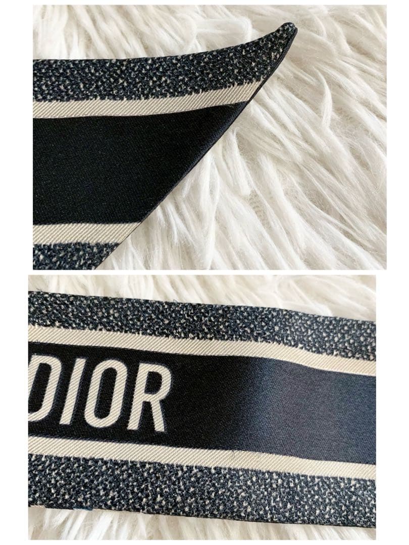 クリスチャンディオール　ミッツァ　トロッター　オブリーク　リボンスカーフ　シルク