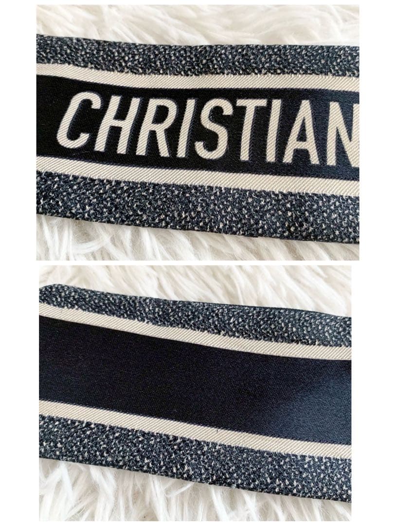 クリスチャンディオール　ミッツァ　トロッター　オブリーク　リボンスカーフ　シルク