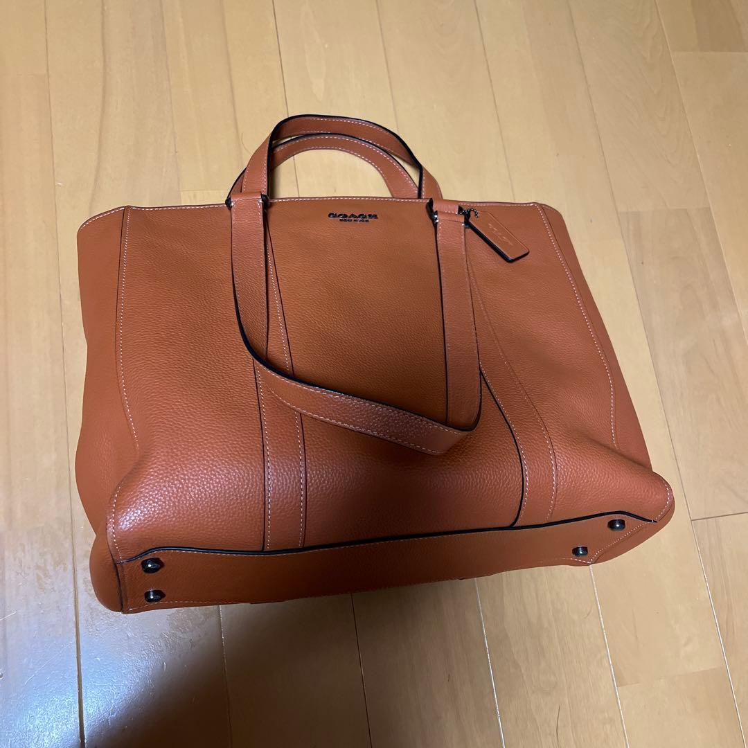 週末お値下げ　COACH オレンジ ブラウン　レザー トートバッグ