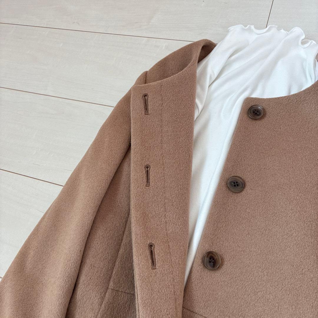 極美品　ANAYI アンゴラウール　ノーカラーコート　エムプルミエ　mid