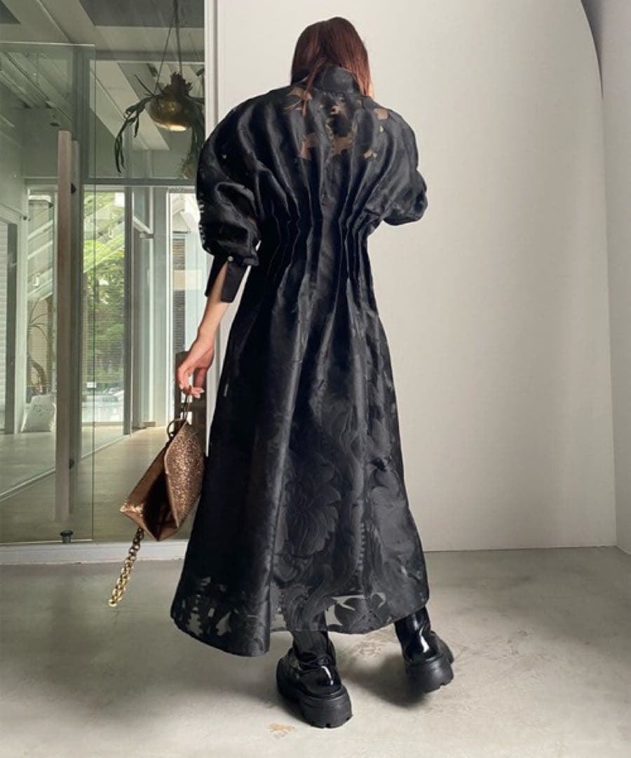 240◆AMERI◆UND SHEER JACQUARD TUCK DRESS◆