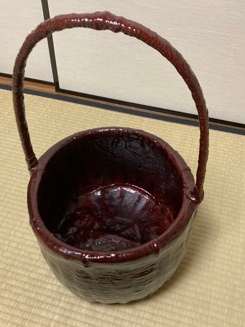 大きな籠　木曽漆器