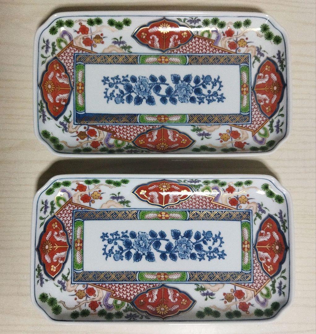 有田焼【 中島誠之助監修 】古伊万里絵付　角長皿　五枚 新品未使用