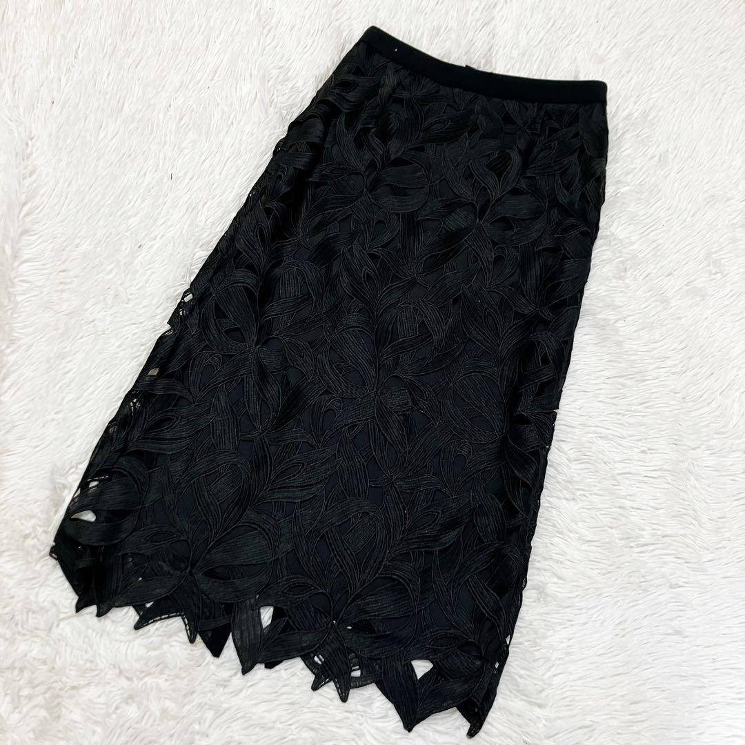 ADORE モダンリーフレーススカート 黒 アドーア　36