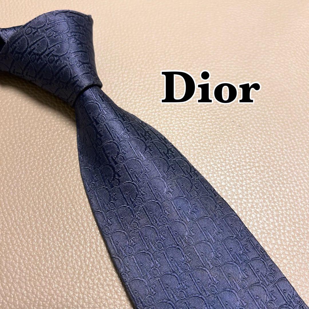 ディオール ネクタイ トロッター ストライプ ネイビー ビジネス スーツ