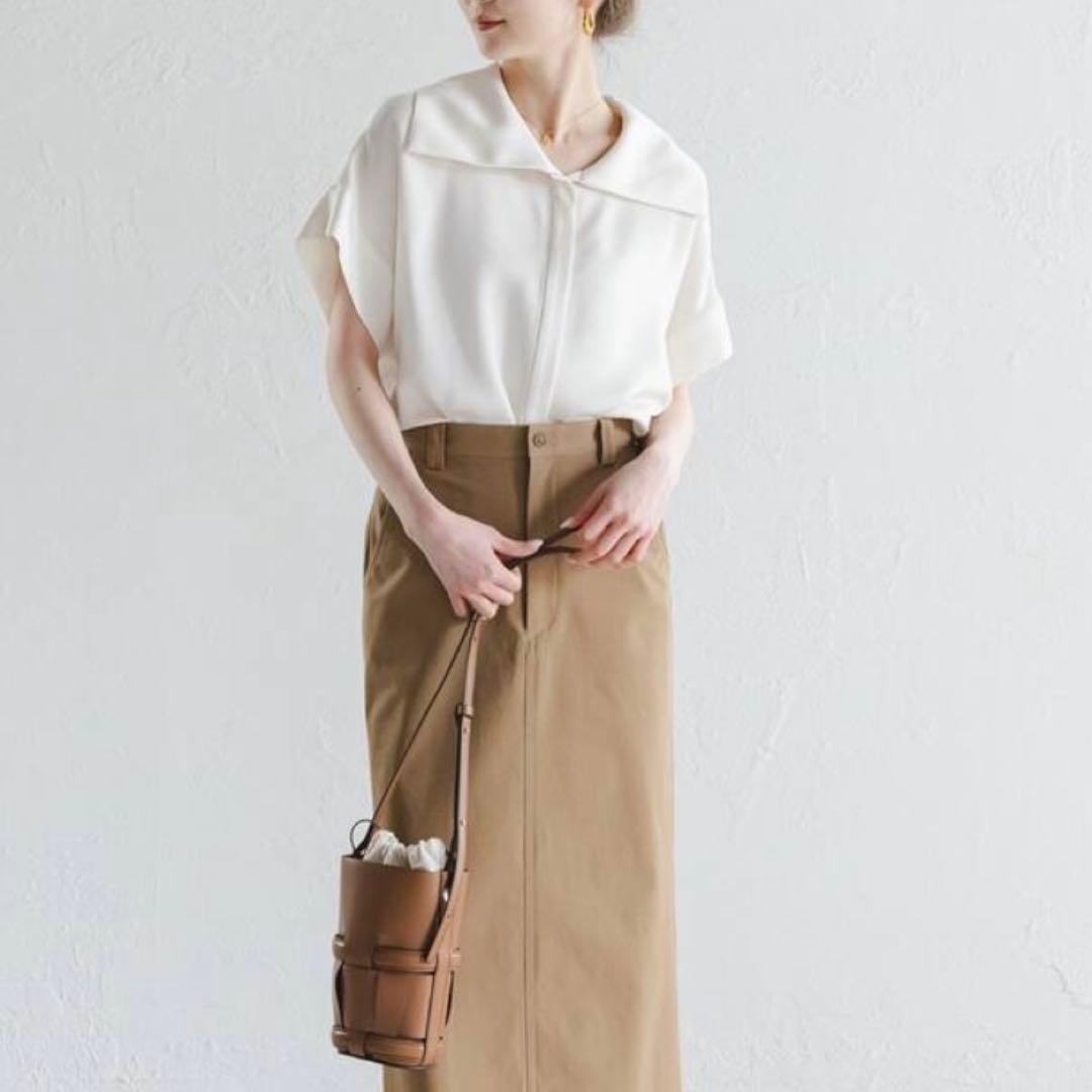 【洗える】2WAY ワイドカラーキュプラブラウス　NOBLE