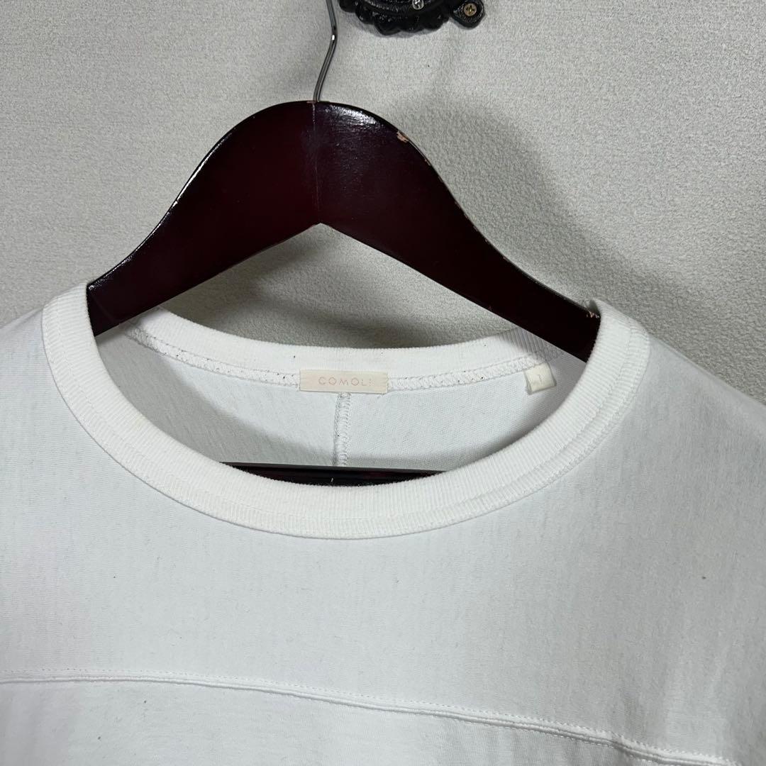 コモリ フットボールTシャツ 七分袖 ホワイト 白t