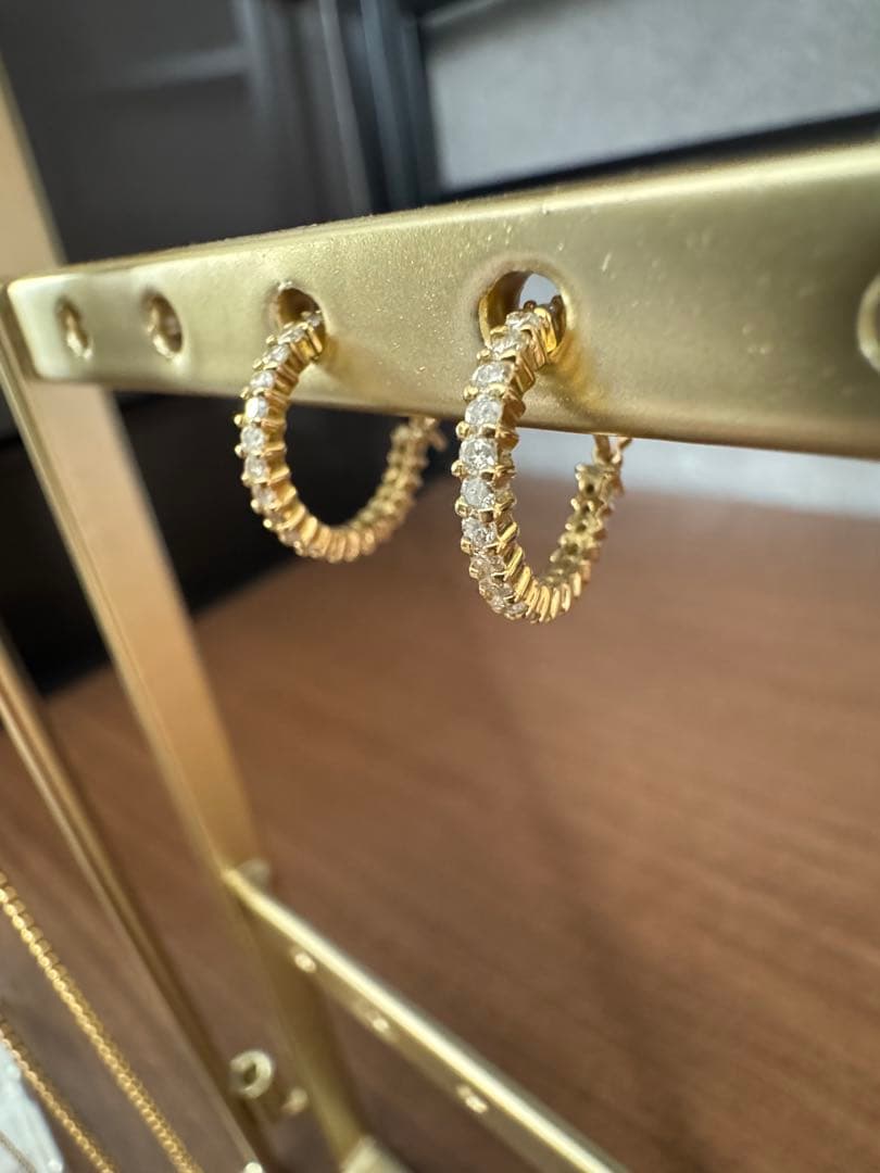 【はかやま】K18 ダイヤ　フープピアス 両耳