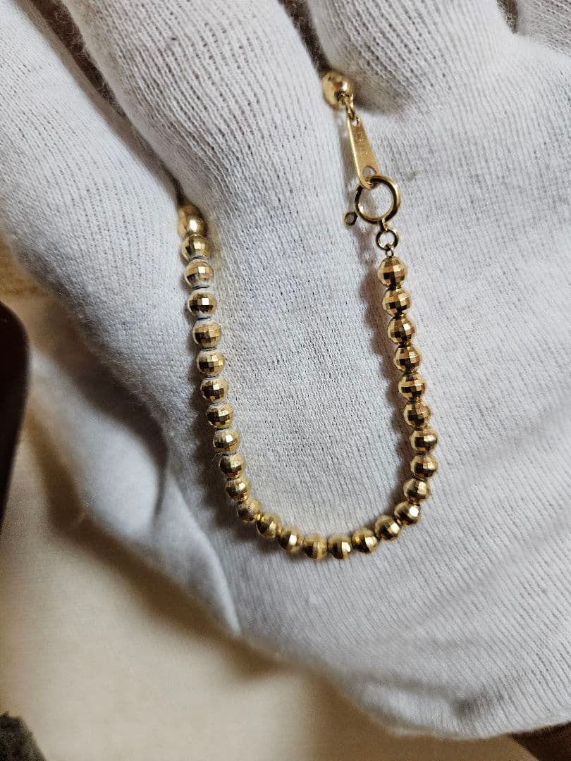 K18 金ミラーカットボールブレスレット 18cm