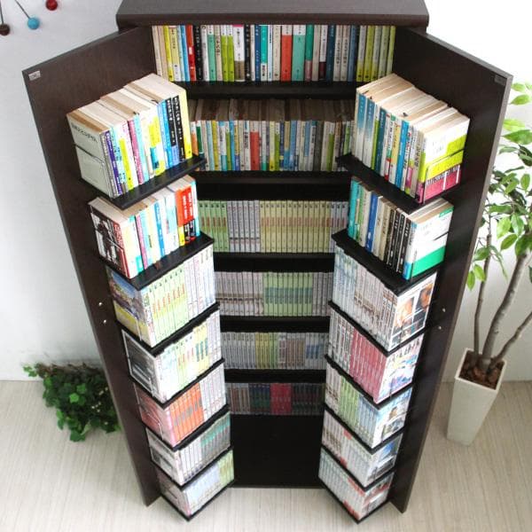 【新品・送料無料】ＤＶＤ・ＣＤ・コミック書棚ストッカー収納庫　ブラウン