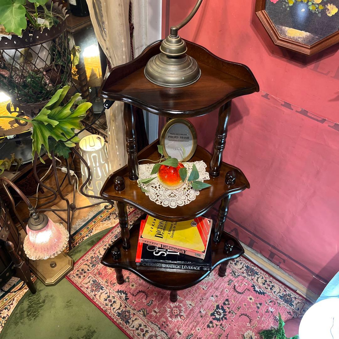 Sale スピンドルポスト　アンティーク調 飾り棚 ラック 木製 昭和レトロ