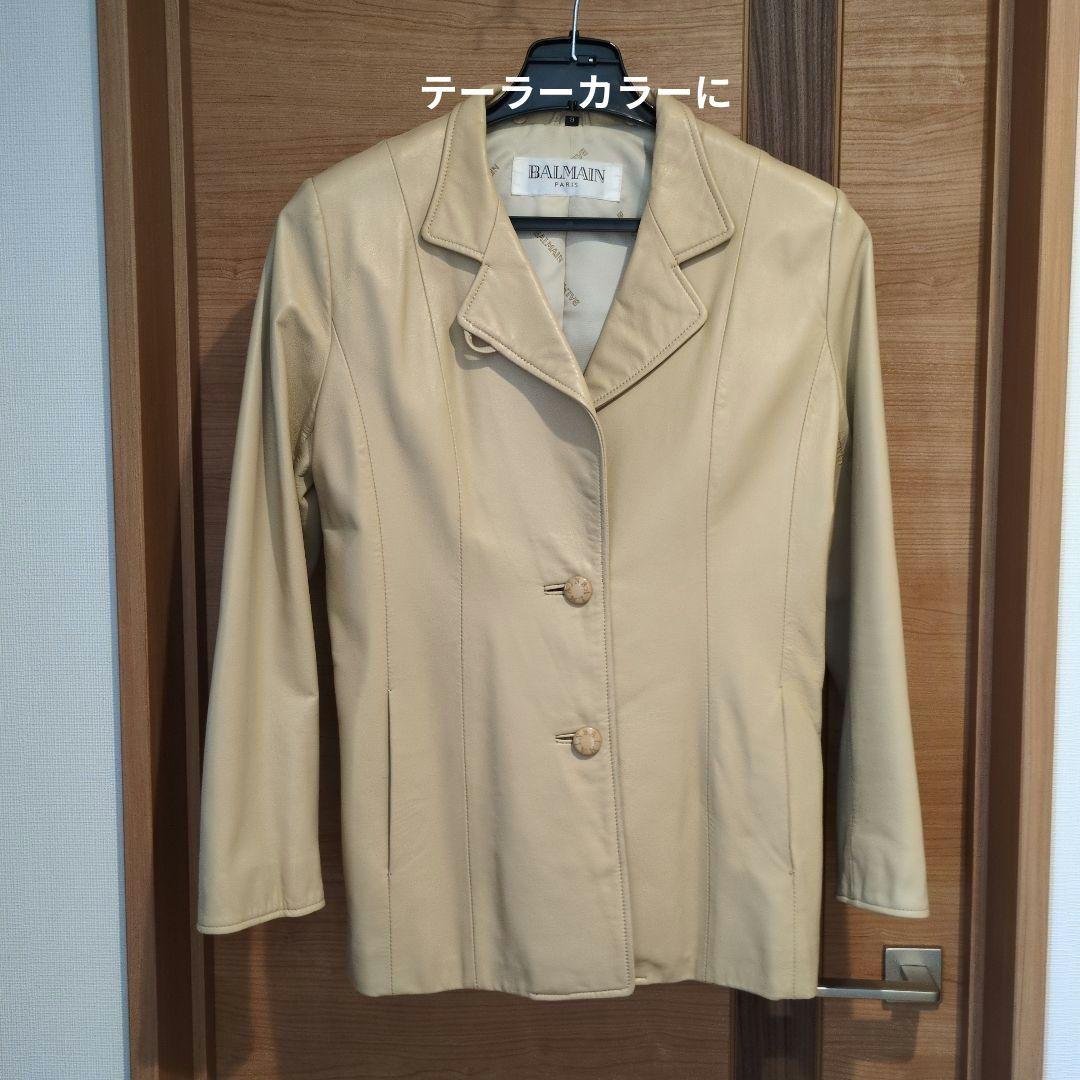 【BALMAIN 】バルマンラムレザーハーフコート 9号
