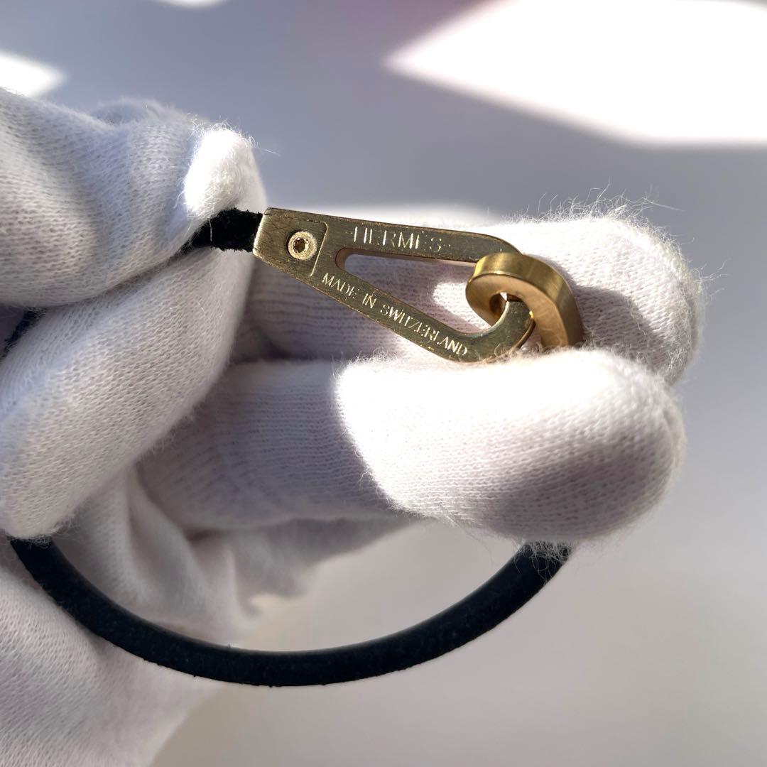 エルメス　ジャンボジェット　ブレスレット　ブラックレザー×ゴールド金具