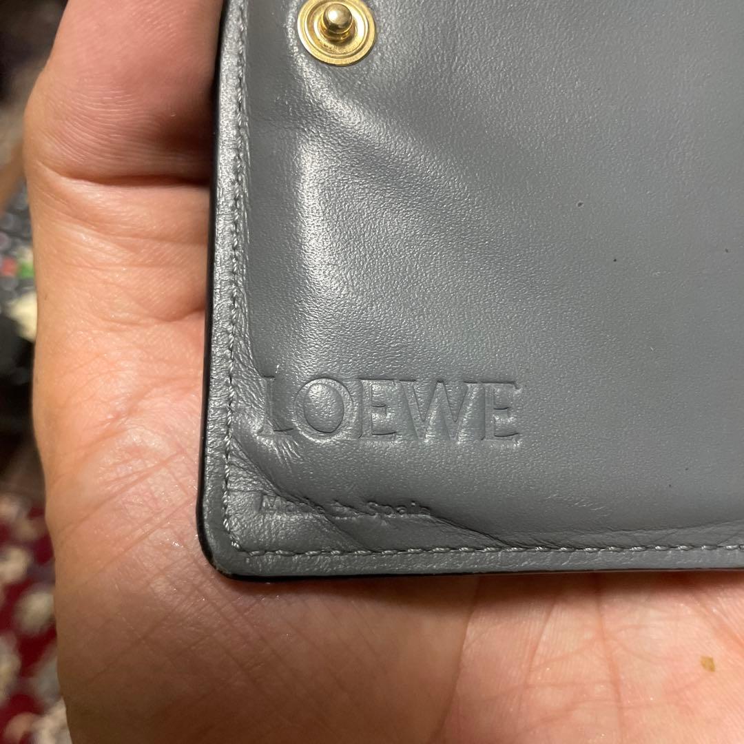 [値下げ]LOEWE パズル　二つ折り財布 ベージュ グレー グリーン