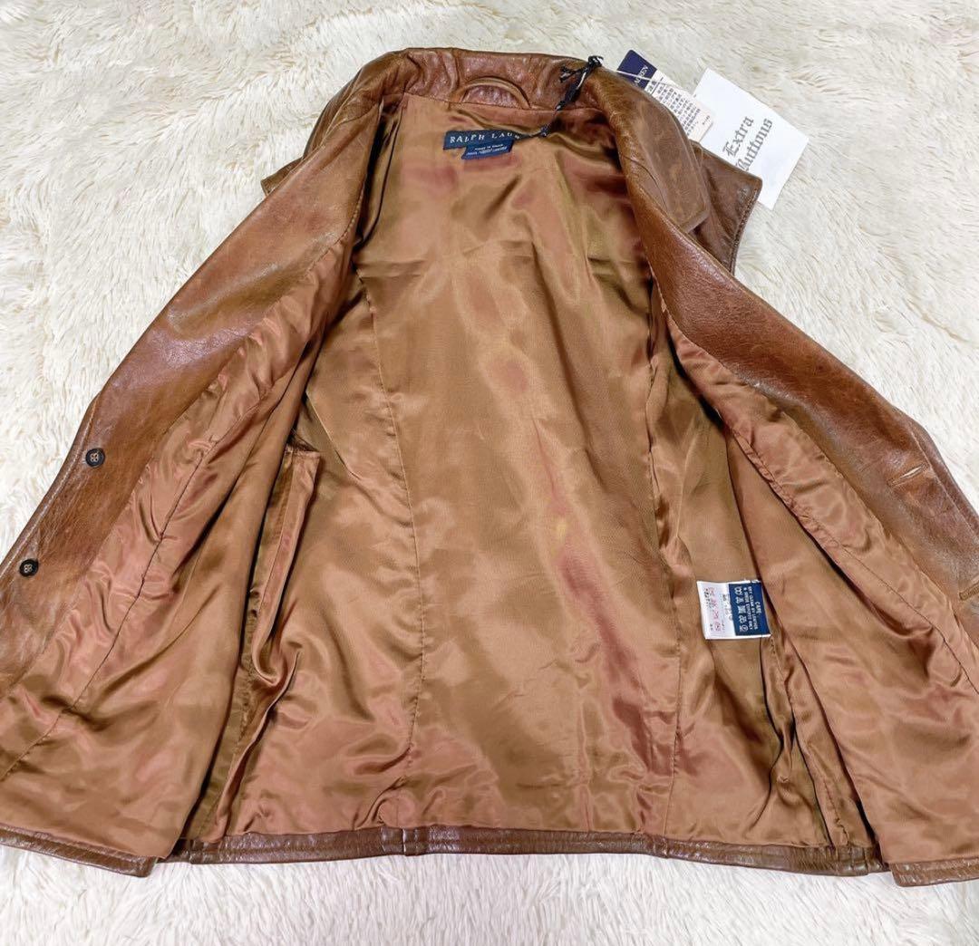 【新品タグ付き】ラルフローレン　羊革　レザー　ベルト　ベスト　ブラウン　9号