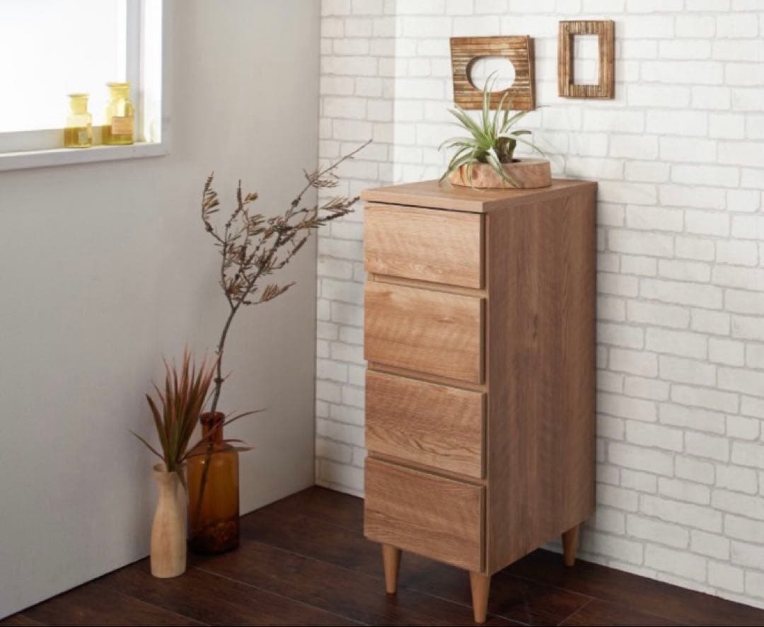北欧風木製キャビネット 引き出し