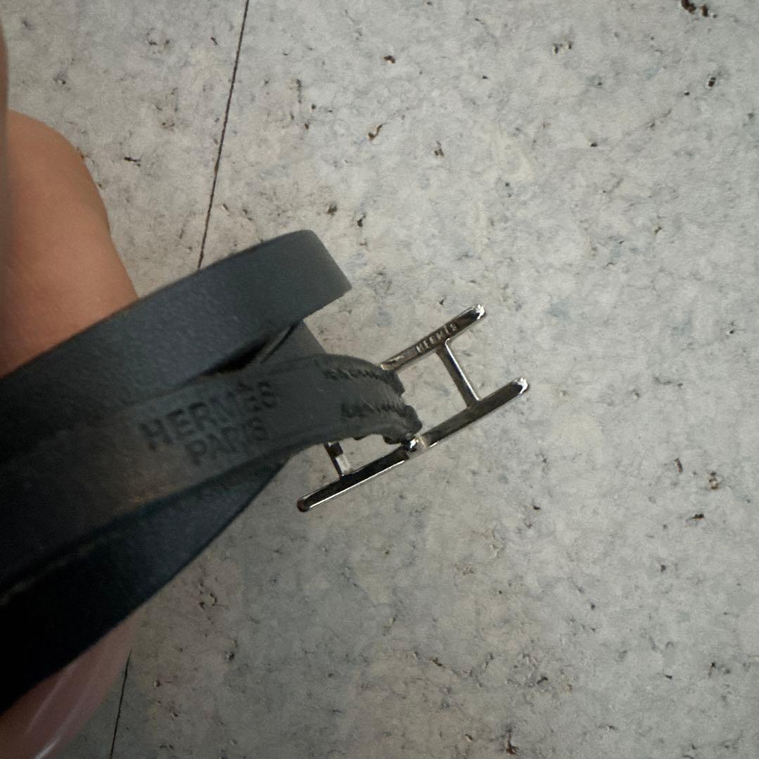 HERMES レザーブレスレット ブラック