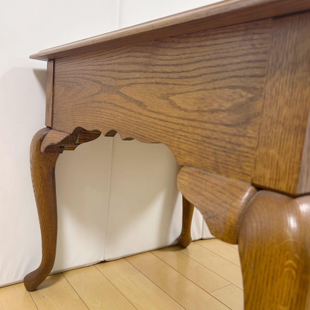 アンティーク　猫脚　サイドテーブル　コーヒーテーブル　引き出し　虎斑柄