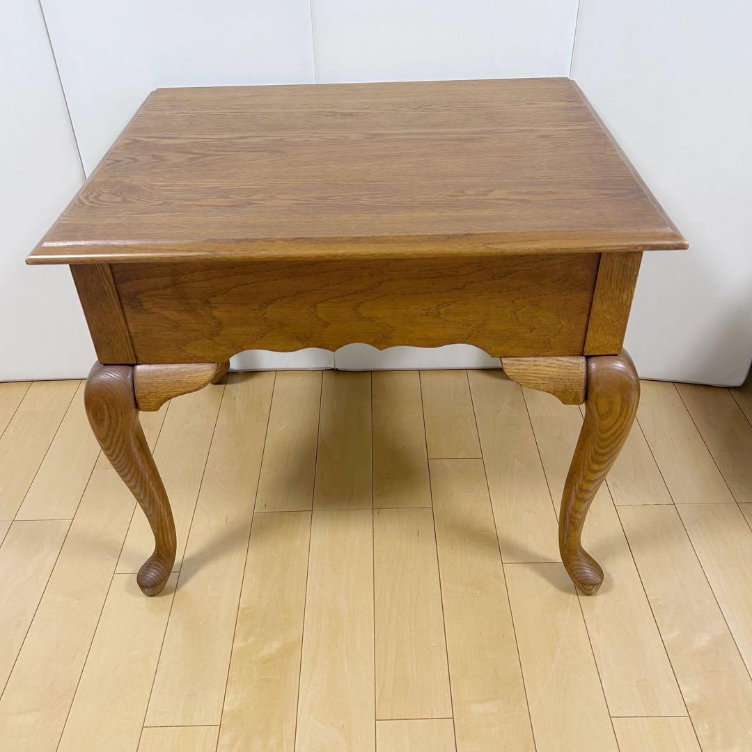 アンティーク　猫脚　サイドテーブル　コーヒーテーブル　引き出し　虎斑柄