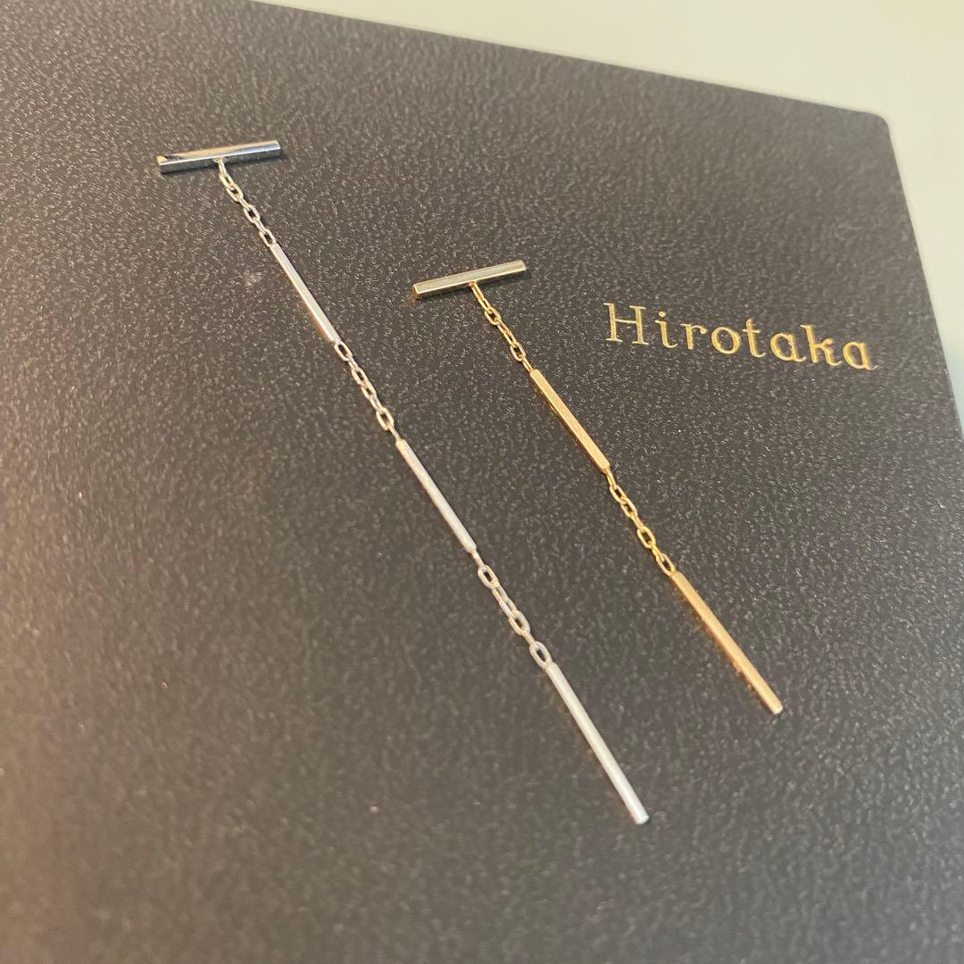 Hirotaka トグルチェーンピアス シルバー×ゴールド２本セット