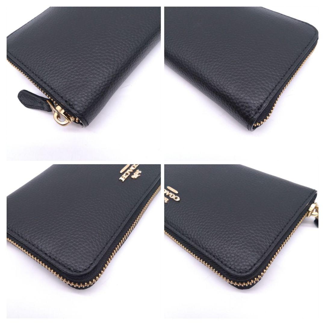 【美品】COACH 長財布 ラウンドファスナー レザー ブラック F16612