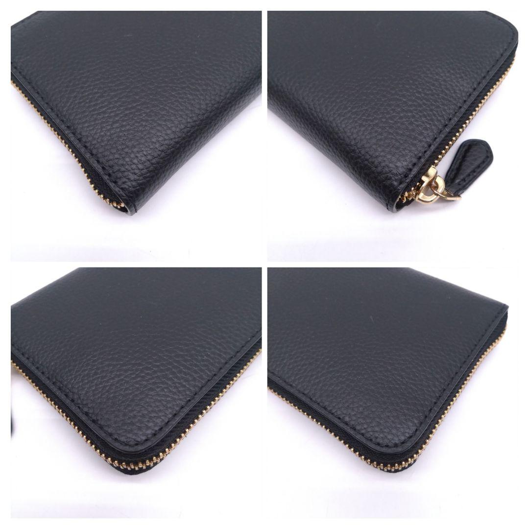 【美品】COACH 長財布 ラウンドファスナー レザー ブラック F16612
