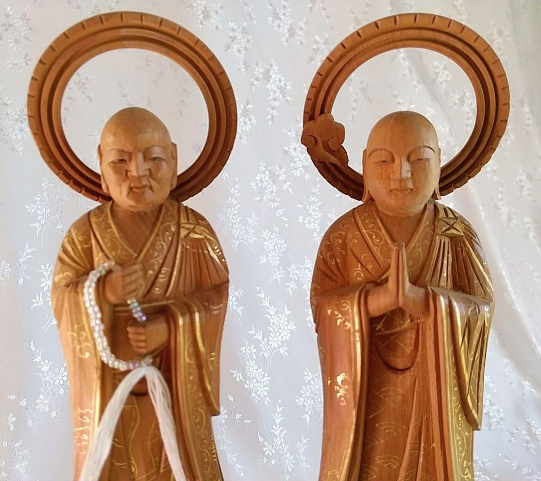 法然上人立像・善導大師立像 4.5寸 木彫 仏像