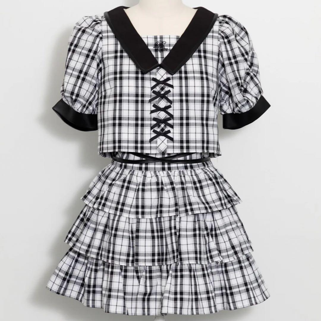 pium レザーパイピングフロントリボントップス