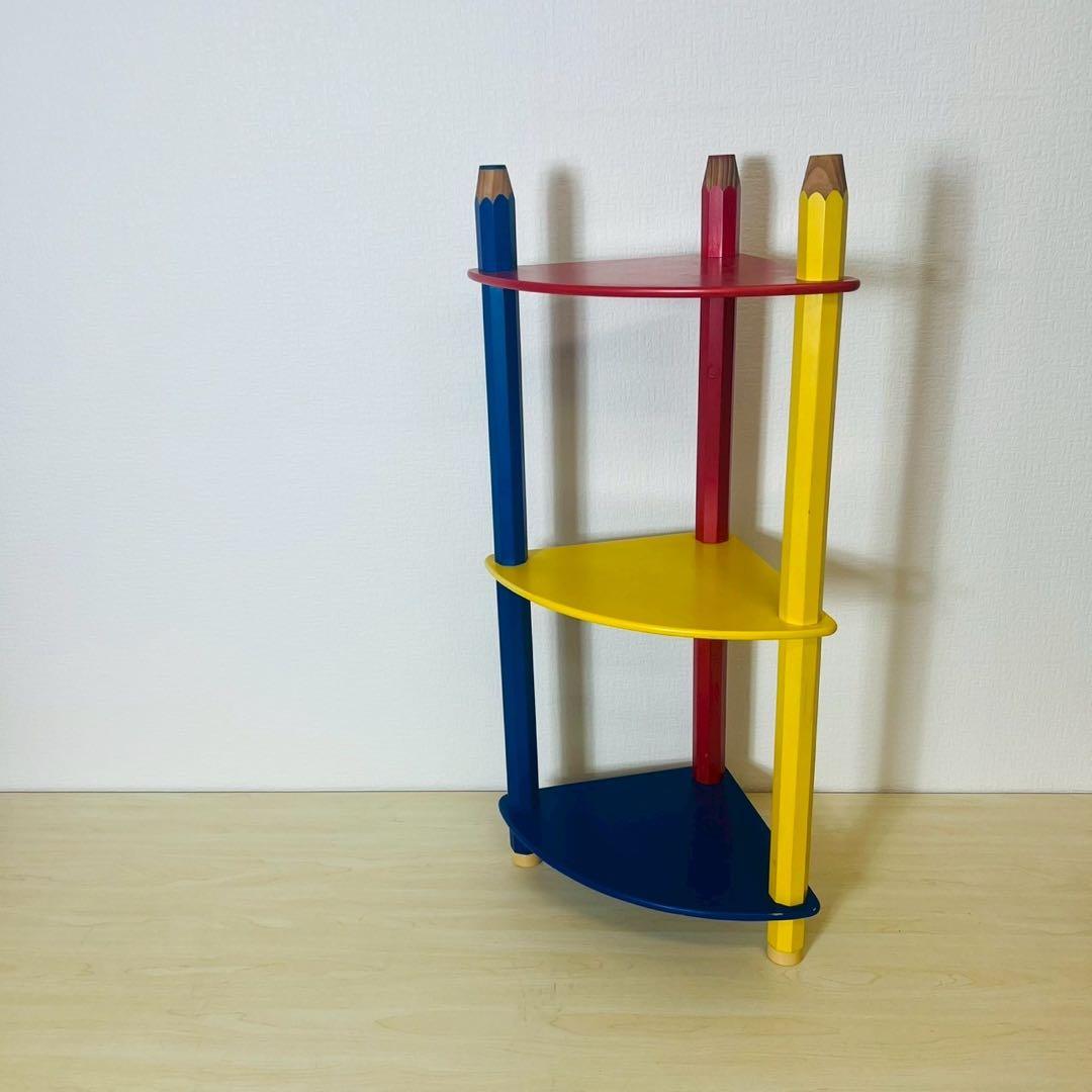 コーナーラック 色鉛筆 三角ラック 3段 ラック かわいい 子供部屋 レトロ