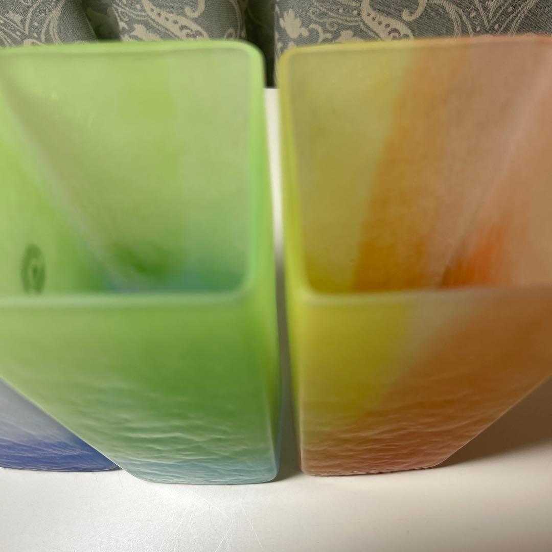 北一硝子 花瓶 角型 4点セット ＊花器 四角