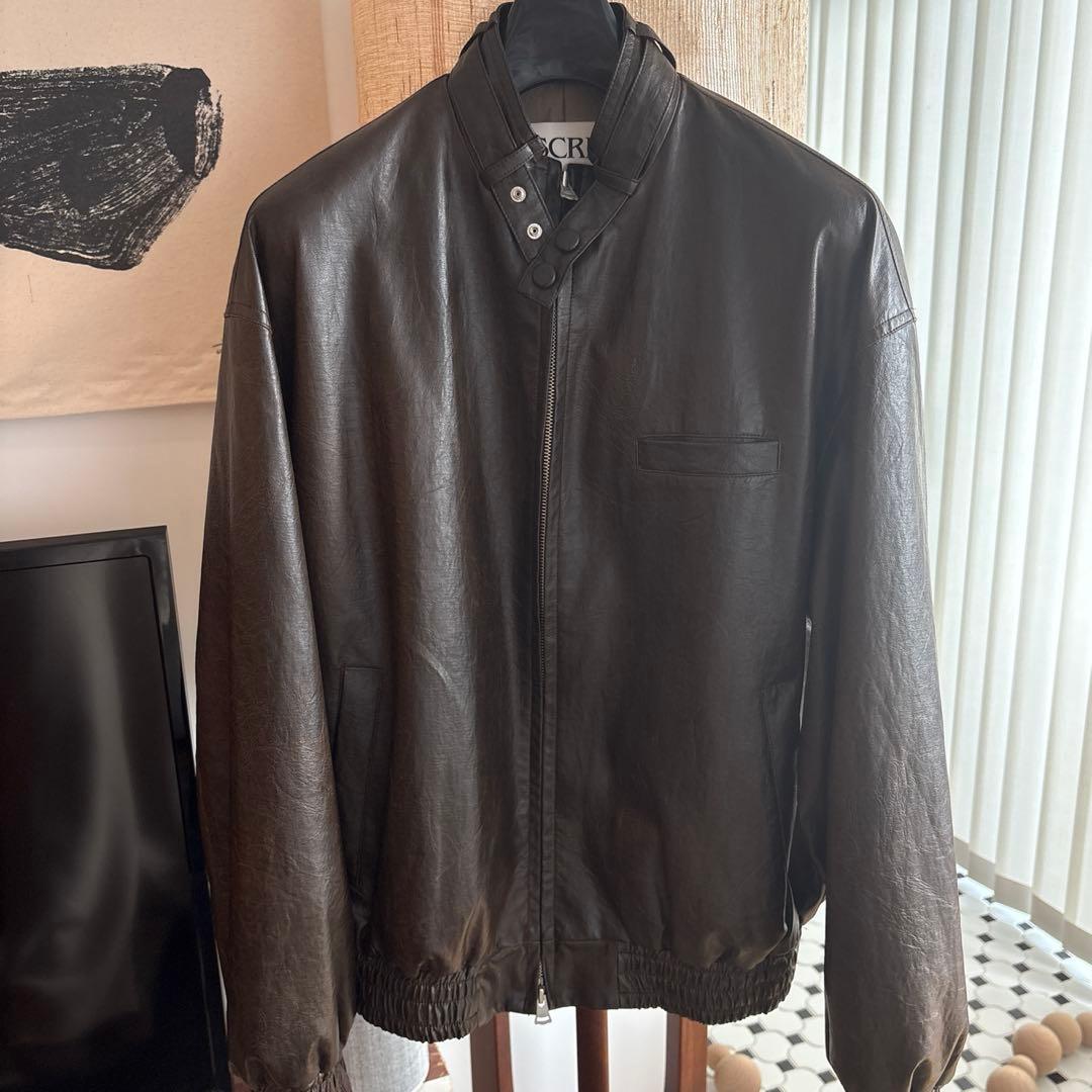 美品◇INSCRIBED ダークブラウン フェイクレザージャケット