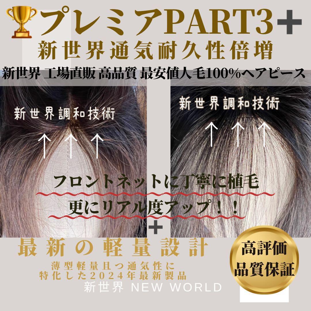 新世界プレミア真皮シリーズ★全人毛　ヘアピース　ウィッグ15*17総手植え45㌢