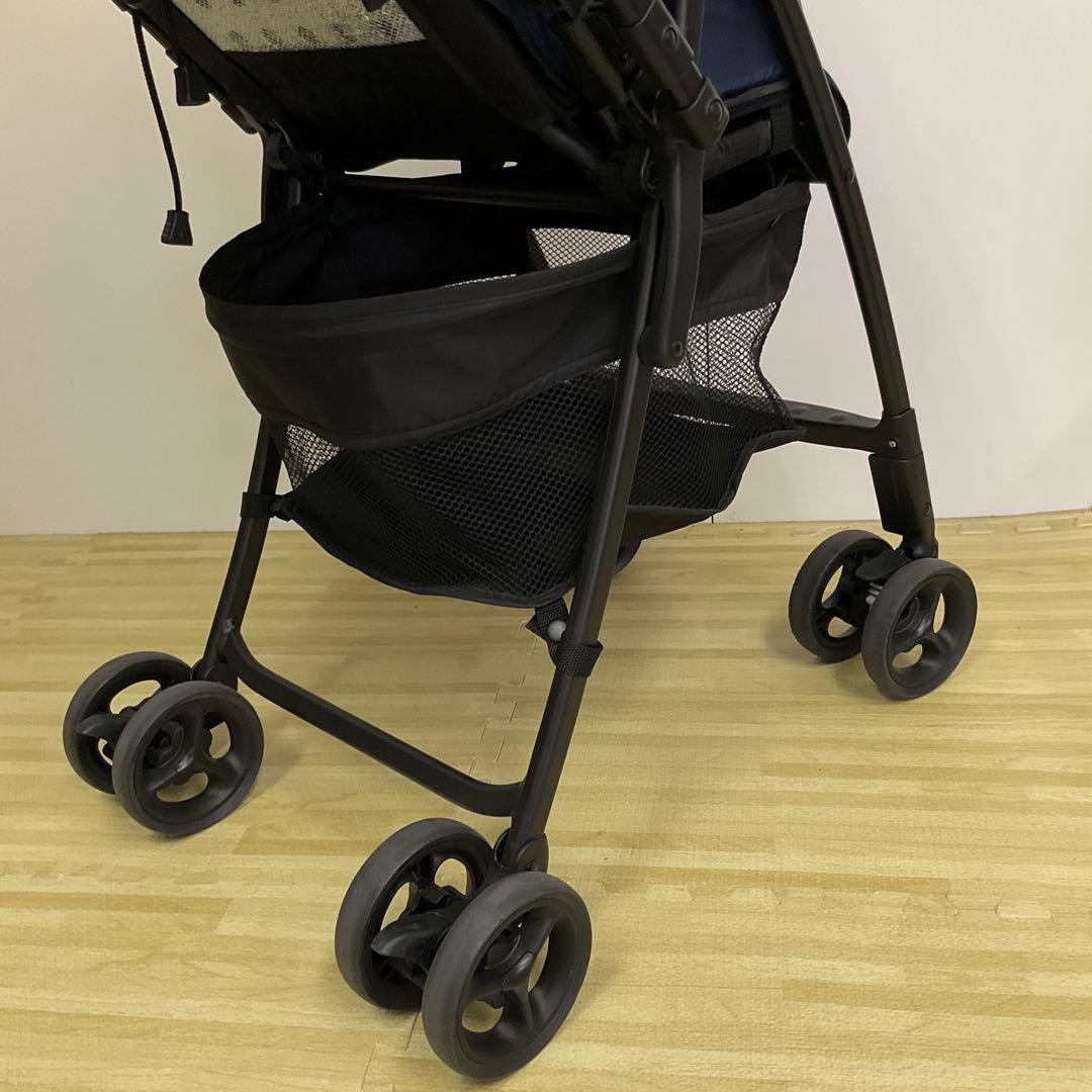 美品！アップリカ 超軽量ベビーカー カルーンエアー AB カラフルドットネイビー