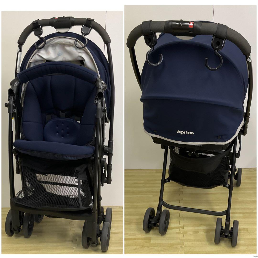 美品！アップリカ 超軽量ベビーカー カルーンエアー AB カラフルドットネイビー