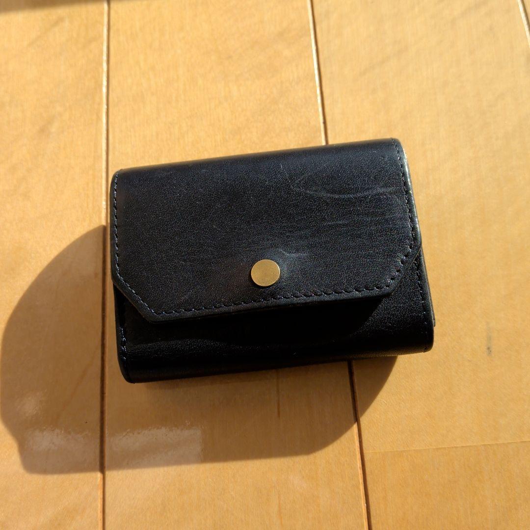 ステータシー　イルモード ミニ コンパクト3つ折り財布 ミニ財布 ネイビー 本革