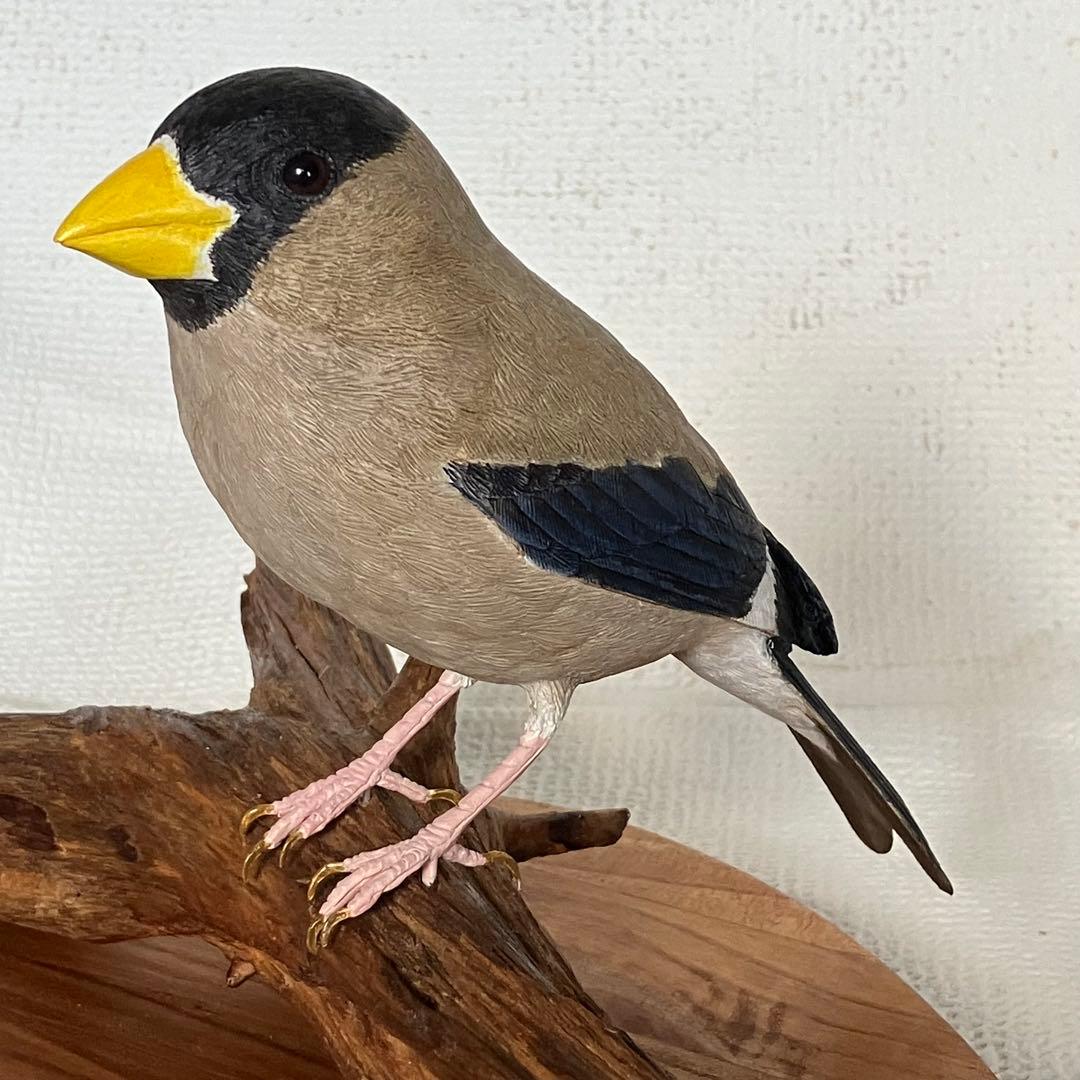 バードカービング木製鳥の彫刻(イカル)
