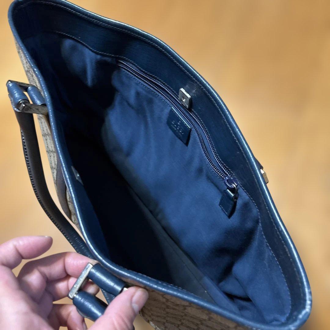 グッチGUCCIトートバッグ ベージュ/ネイビー 中型