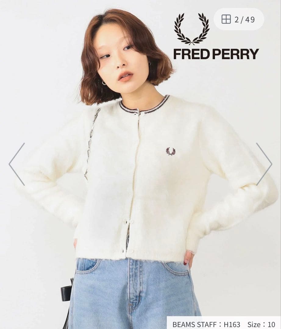 トップス FRED PERRY Fluffy Crewneck Knit Cardigan