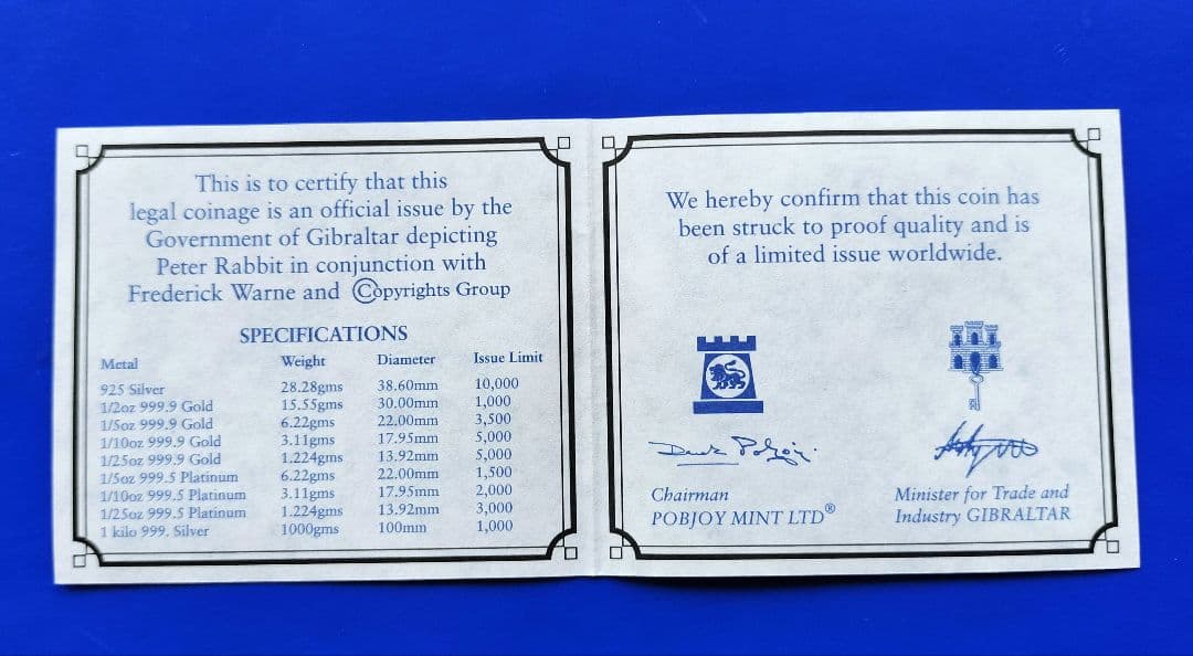 ピーターラビット　1クラウンカラー銀貨(2003年)