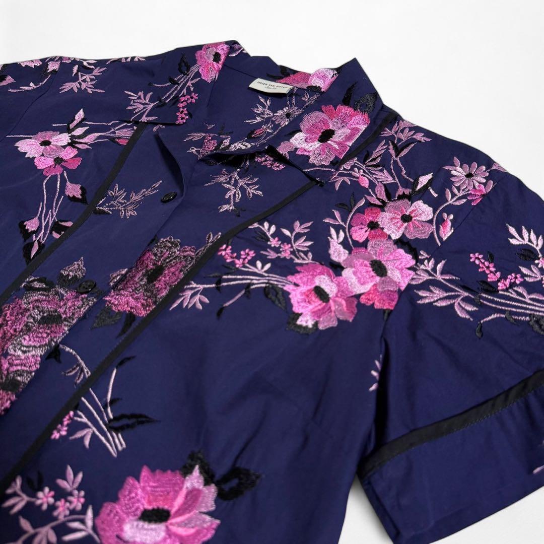 DRIES VAN NOTEN 花柄 刺繍 開襟 半袖シャツ